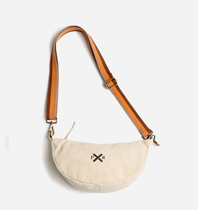 Pony Rider Escapee Round Shoulder Bag | Upcycled | Natural Stripe